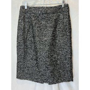 J.CREW Metallic Tweed Pencil Skirt Black/Silver Sz 6 Alpaca Mohair